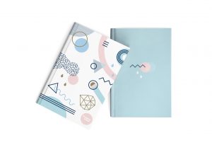designs of two minimalistic notebook covers