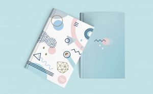 designs of two covers of minimalistic notebooks