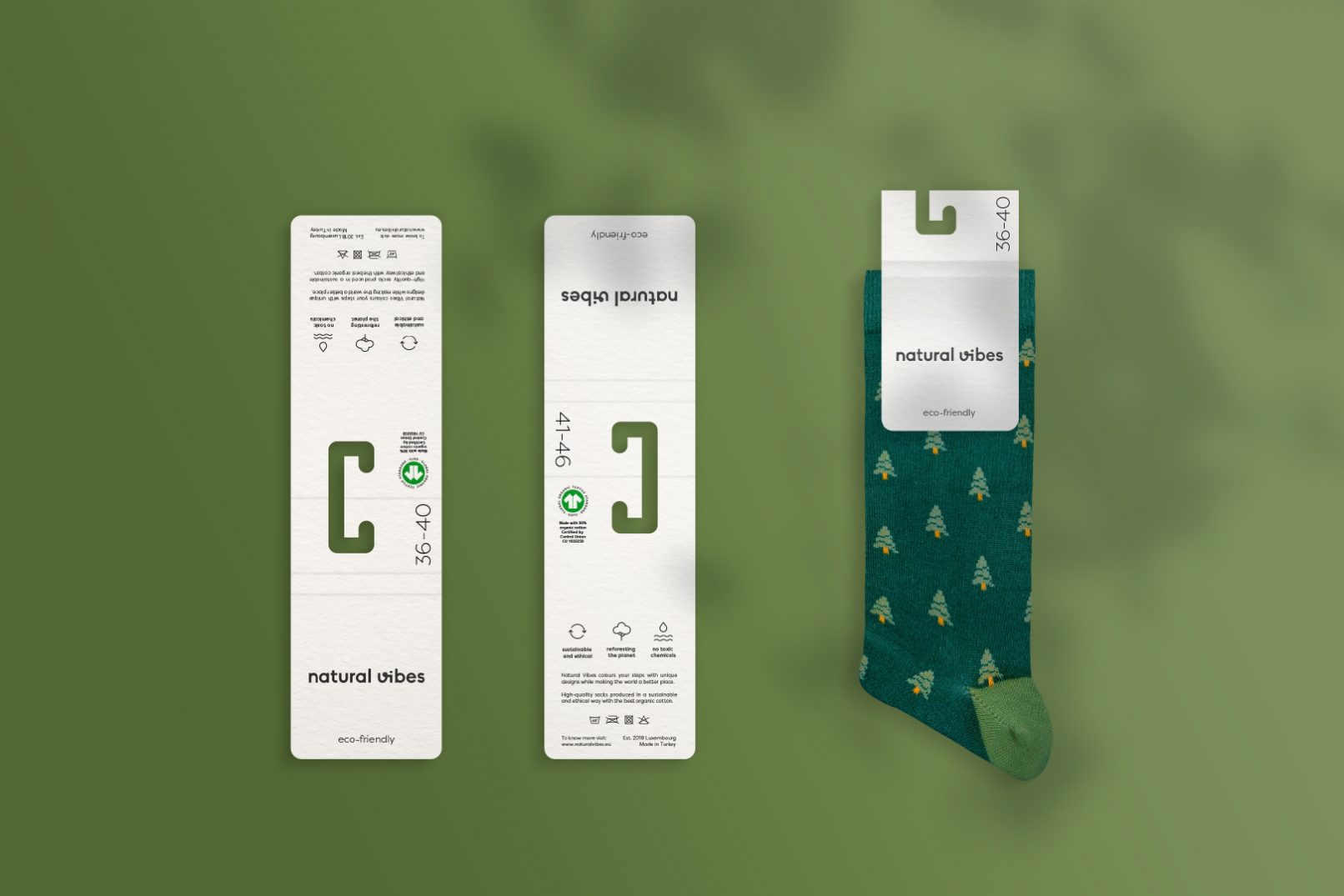 natural vibes socks + labels