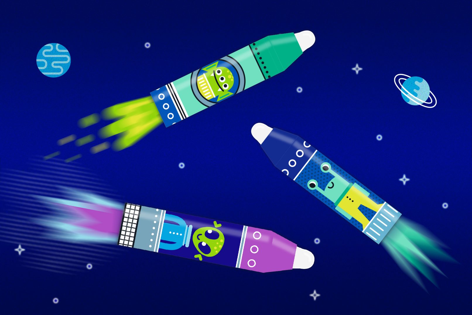 Space Stationery Collection - spaceship caps