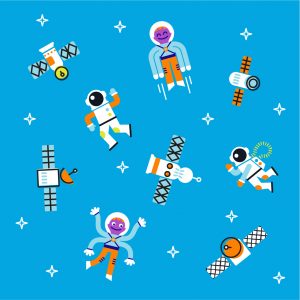 Space Stationery Collection - pattern with astronauts and aliens