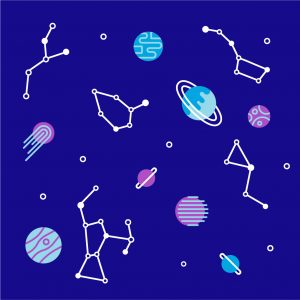 Space Stationery Collection - pattern with planets and star constellations